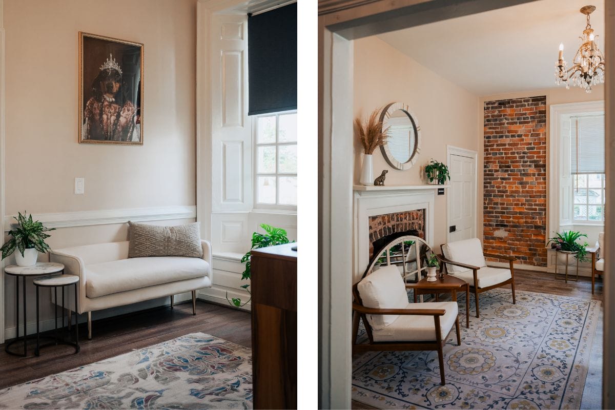 Interior views of newly renovated and historic Pembroke Manor House